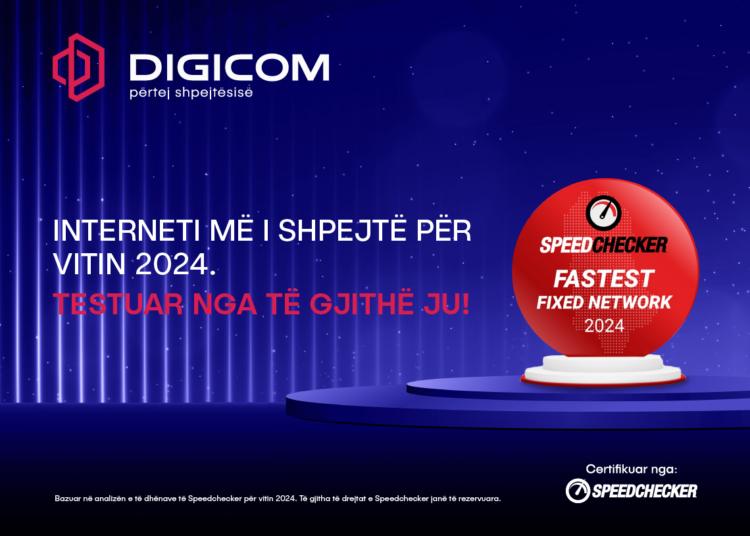 DIGICOM vlerësohet për internetin më të shpejtë për vitin 2024 nga SpeedChecker.